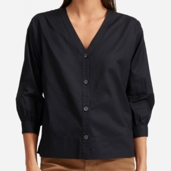 Everlane Tops - Everlane silky cotton lantern sleeve top v neck